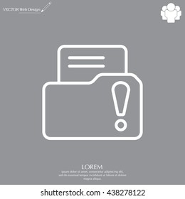 Isolated file folder icon with an exclamation sign