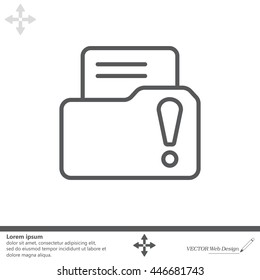 Isolated file folder icon with an exclamation sign