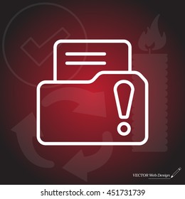 Isolated file folder icon with an exclamation sign