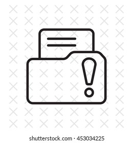 Isolated file folder icon with an exclamation sign