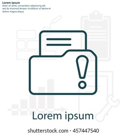 Isolated file folder icon with an exclamation sign
