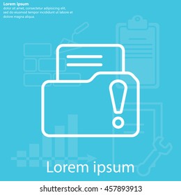Isolated file folder icon with an exclamation sign
