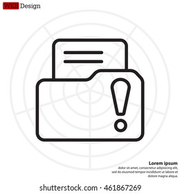 Isolated file folder icon with an exclamation sign