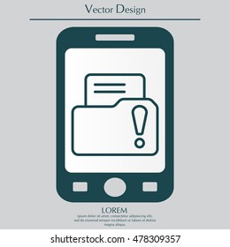 Isolated file folder icon with an exclamation sign