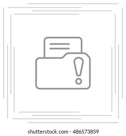 Isolated file folder icon with an exclamation sign