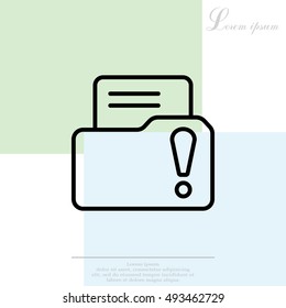 Isolated file folder icon with an exclamation sign