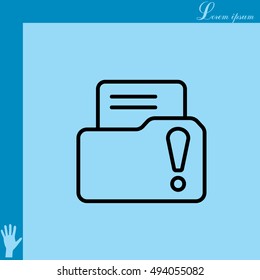 Isolated file folder icon with an exclamation sign