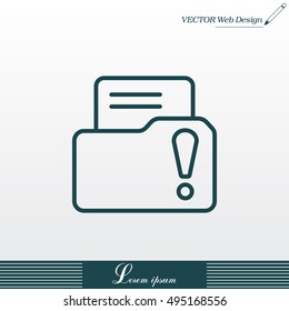 Isolated file folder icon with an exclamation sign