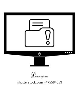 Isolated file folder icon with an exclamation sign