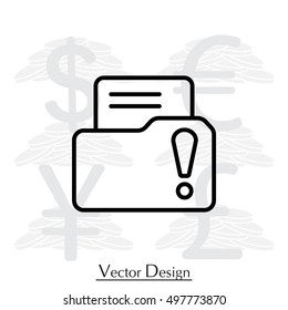Isolated file folder icon with an exclamation sign
