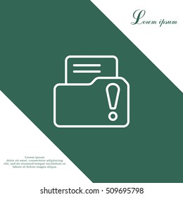 Isolated file folder icon with an exclamation sign