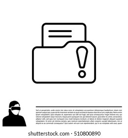Isolated file folder icon with an exclamation sign