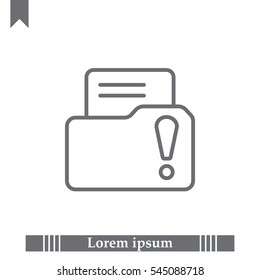 Isolated file folder icon with an exclamation sign