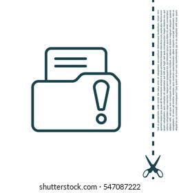 Isolated file folder icon with an exclamation sign