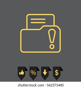 Isolated file folder icon with an exclamation sign