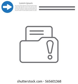 Isolated file folder icon with an exclamation sign