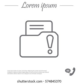 Isolated file folder icon with an exclamation sign