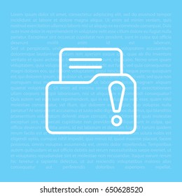 Isolated file folder icon with an exclamation sign