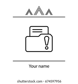 Isolated file folder icon with an exclamation sign