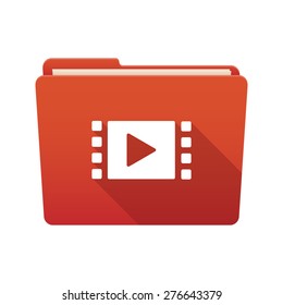 Isolated file folder icon with a multimedia sign