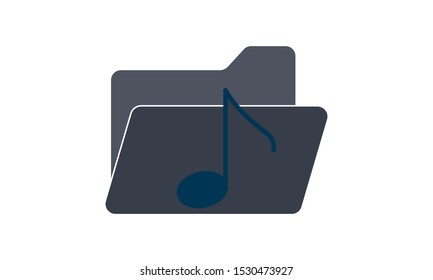 Isolated file folder icon with a music note