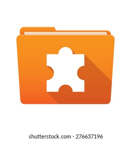 Isolated file folder icon with a puzzle piece