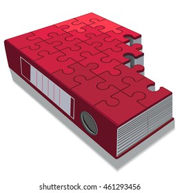Isolated file folder icon with a puzzle piece