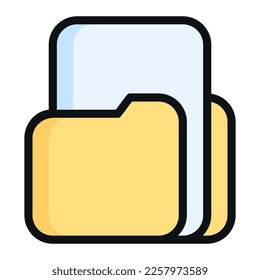Isolated file and folder in lineal color icon on white background. Portfolio, storage, document, directory, office, stationery