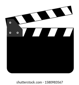 An isolated film clappers board with a white background. Vector illustration of film icon.