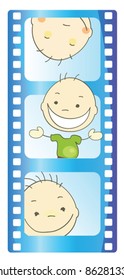 Isolated film strip with kids