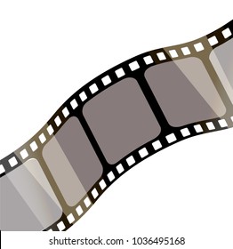 Isolated film with white background, 3D rendering. 3d film strip vector background design