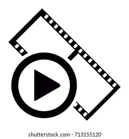Isolated filmstrip with a play button, Vector illustration