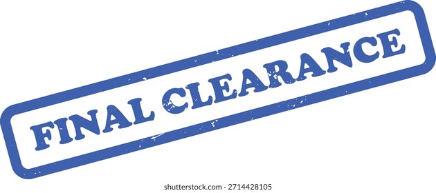 Carimbo isolado de apuramento final com uma textura angustiada. O desenho mostra uma tinta azul brilhante e uma mensagem clara.