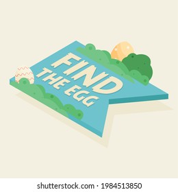 Isolated find the eggs blue flag vector illustration