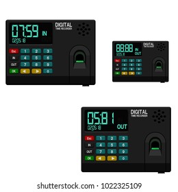 Isolated fingerprint identification time recorder  on transparent background.