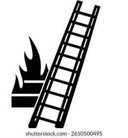 Escalera aislada del motor de bomberos sobre fondo blanco