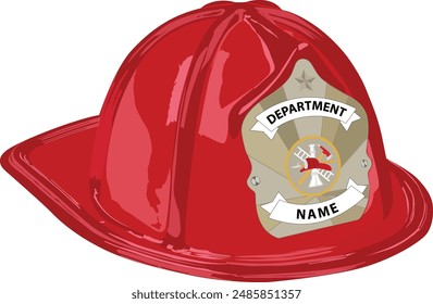 isolated fire fighter head wear, helmet, fire Bridget hat, hard hat red color illustration full editable, high resolution graphics