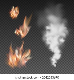 Isolated Fire And Smoke.Vector Illustration Of Fire Flame And Smoke On Transparent Background.fireplace PNG Element