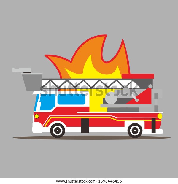 Isolated fire truck.Vector illustration of\
flat fire engine. Colorful\
illustration.
