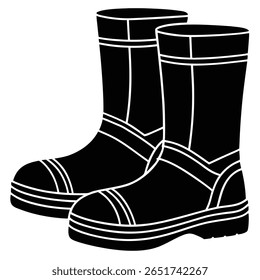isolated firefighter boots on white background