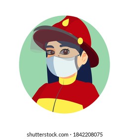 Isolated firefighter wearing a face mask - Vector illustration