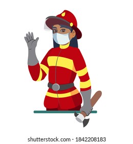 Isolated firefighter wearing a face mask - Vector illustration
