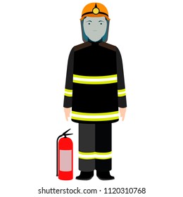 Isolated firefigther avatar