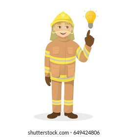 Isolated fireman with idea.