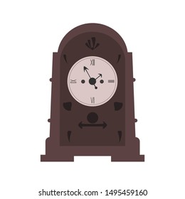 Isolated fireplace clock shows time