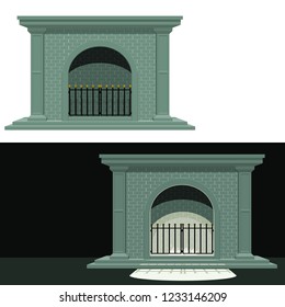 Isolated fireplace on transparent background