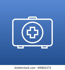 Isolated First Aid Box Outline Symbol On Clean Background. Vector Medical Kit Element In Trendy Style.