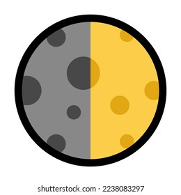 Isolated First Quarter Moon Vector Icon, Emoji, Emoticon