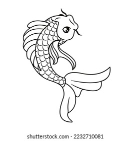Isolated fish asian draw vector illustration