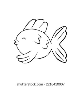 Ilustración vectorial de la línea negra del pez aislado